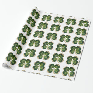 Gold Saint Patrick Shamrock Jewel met Pearls Cadeaupapier