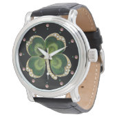Gold Saint Patrick Shamrock Jewel met Pearls Horloge (Gekanteld)
