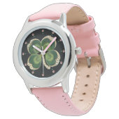 Gold Saint Patrick Shamrock Jewel met Pearls Horloge (Gekanteld)