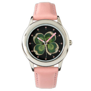 Gold Saint Patrick Shamrock Jewel met Pearls Horloge
