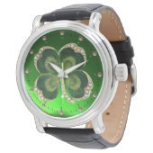 Gold Saint Patrick Shamrock Jewel met Pearls Horloge (Gekanteld)