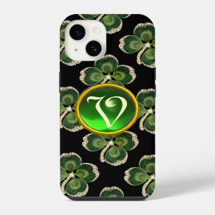 Gold Saint Patrick Shamrock Jewel met Pearls iPhone 14 Hoesje
