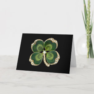 Gold Saint Patrick Shamrock Jewel met Pearls Kaart