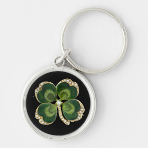 Gold Saint Patrick Shamrock Jewel met Pearls Sleutelhanger
