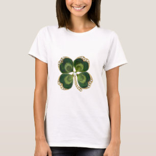 Gold Saint Patrick Shamrock Jewel met Pearls T-shirt