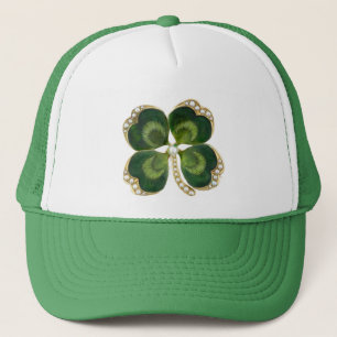 Gold Saint Patrick Shamrock Jewel met Pearls Trucker Pet