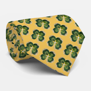 Gold Saint Patrick Shamrock Jewel, Pearls Yellow Stropdas