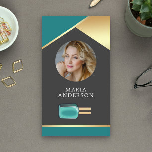 Gold Salon Nail Poolse bottelaar Foto Visitekaartje