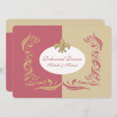 Gold Sand Berry Pink Fleur de Lis Wedding Event Kaart (Voorkant / Achterkant)