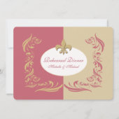 Gold Sand Berry Pink Fleur de Lis Wedding Event Kaart (Voorkant)