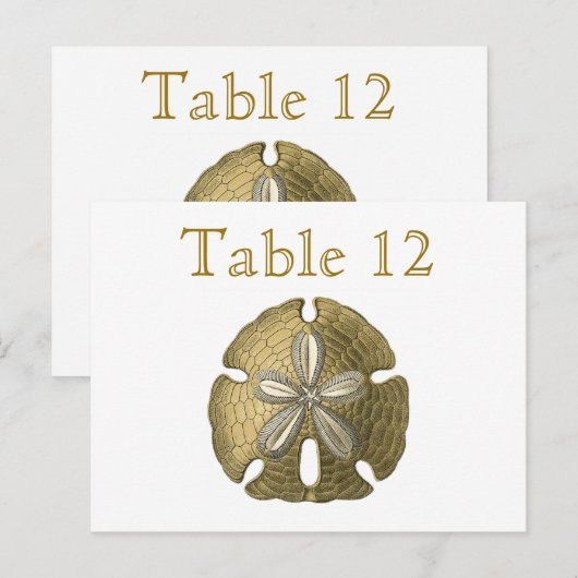 Gold Sand Dollar Reception Table Numbers Briefkaart (Voorkant / Achterkant)