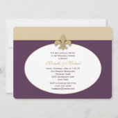 Gold Sand en Paarse Fleur de Lis Wedding Event Kaart (Achterkant)
