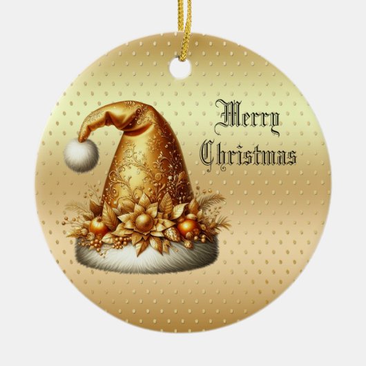 Gold Santa Hat Christmas Holiday Ornament (Voorkant)