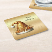 Gold Santa Hat Holiday Paper Onderzetter (Schuin)