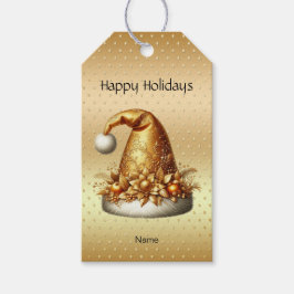 Gold Santa Hat Kerstcadeau Label Cadeaulabel
