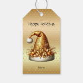 Gold Santa Hat Kerstcadeau Label Cadeaulabel (Achterkant)