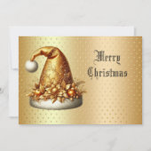 Gold Santa Hat Kerstvakantie Kaart (Voorkant)