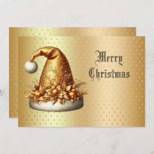 Gold Santa Hat Kerstvakantie Kaart