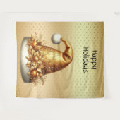 Gold Santa Hat Vakantie Achtergrond Wandkleed (Voorkant (horizontaal))
