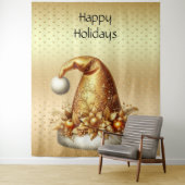 Gold Santa Hat Vakantie Achtergrond Wandkleed (In situ)
