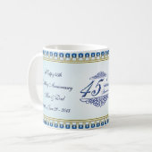 Gold Sapphire Blue 45th Wedding Jubileum Koffiemok (Voorkant links)
