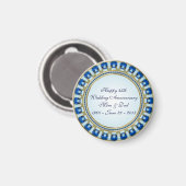 Gold Sapphire Blue 45th Wedding Jubileum Magneet (Voorkant / Achterkant)