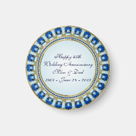 Gold Sapphire Blue 45th Wedding Jubileum Magneet