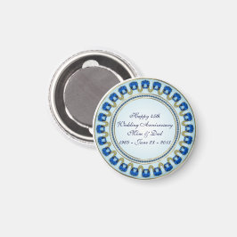 Gold Sapphire Blue 45th Wedding Jubileum Magneet
