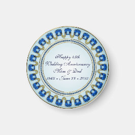 Gold Sapphire Blue 45th Wedding Jubileum Magneet