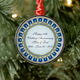 Gold Sapphire Blue 45th Wedding Jubileum Metalen Ornament