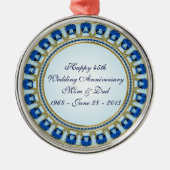 Gold Sapphire Blue 45th Wedding Jubileum Metalen Ornament (Voorkant)