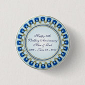 Gold Sapphire Blue 45th Wedding Jubileum Ronde Button 3,2 Cm (Voorkant)