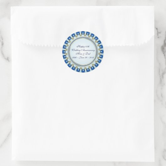 Gold Sapphire Blue 45th Wedding Jubileum Ronde Sticker (Tas)