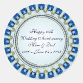 Gold Sapphire Blue 45th Wedding Jubileum Ronde Sticker (Voorkant)