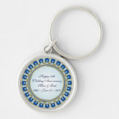 Gold Sapphire Blue 45th Wedding Jubileum Sleutelhanger (Voorkant)