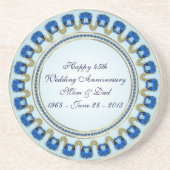Gold Sapphire Blue 45th Wedding Jubileum Zandsteen Onderzetter (Voorkant)