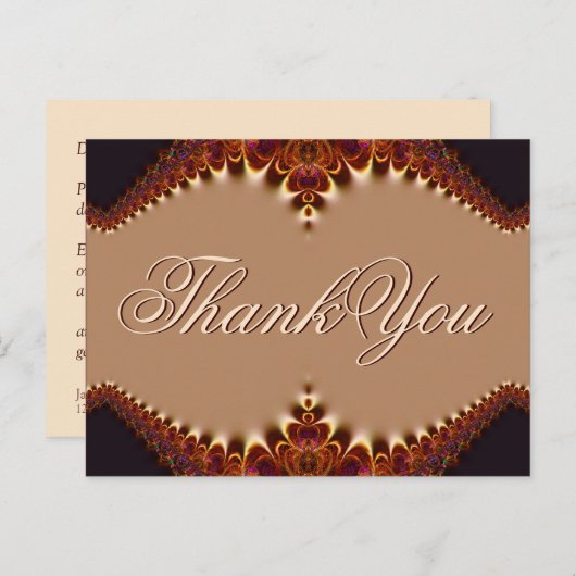 Gold Satin Chocolate Lace Dank je Briefkaart (Voorkant / Achterkant)