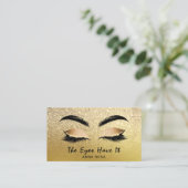 *~* Gold Satin Glitter Lashes Extensions Brows Visitekaartje (Staand voorkant)