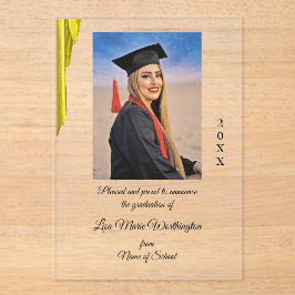 Gold Satin High School graduation Announcement Acryl Uitnodigingen