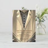 Gold Satin & Ivory Flower Bachelor-uitnodiging (Staand voorkant)