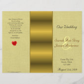 Gold satin linnen effect bruiloft programma (Voorkant)