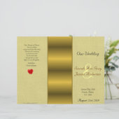 Gold satin linnen effect bruiloft programma (Staand voorkant)
