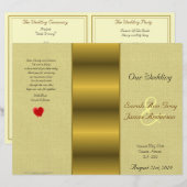 Gold satin linnen effect bruiloft programma (Voorkant / Achterkant)