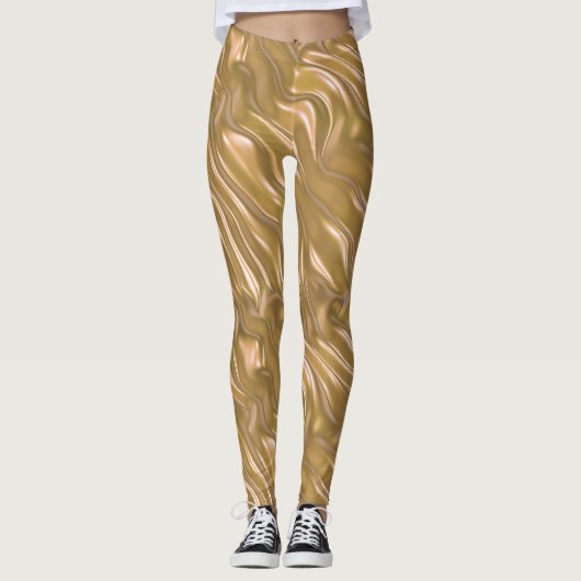 Gold Satin Pattern Leggings -  (Voorkant)