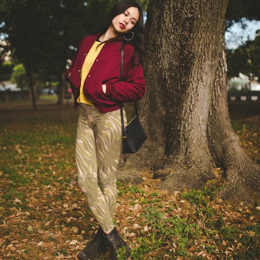 Gold Satin Pattern Leggings -