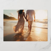 Gold Save Our Date Elegant Classic Photo Wedding Folie Uitnodiging (Achterkant)