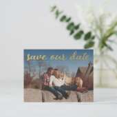 Gold Save Our Date Photo Overlay Briefkaart (Staand voorkant)