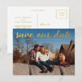 Gold Save Our Date Photo Overlay Briefkaart (Voorkant / Achterkant)