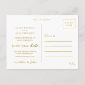Gold Save Our Date Photo Overlay Briefkaart (Achterkant)