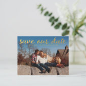 Gold Save Our Date Photo Overlay Briefkaart (Staand voorkant)
